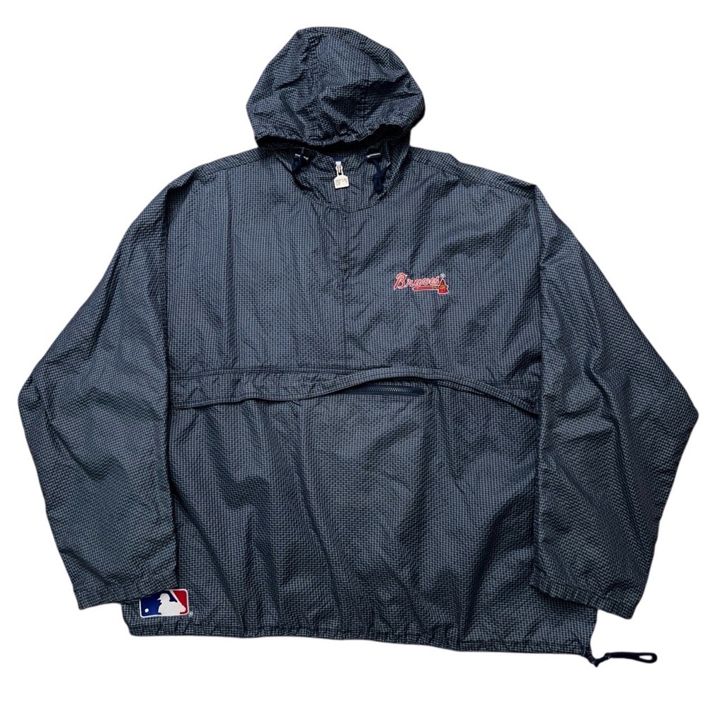 Logo Athletic MLB Atlanta Braves Windbreaker Jacket 3XL Pullover Zip Blue VTG